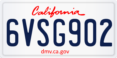CA license plate 6VSG902