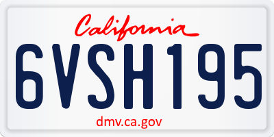 CA license plate 6VSH195