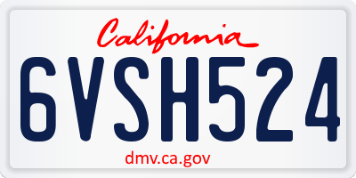 CA license plate 6VSH524