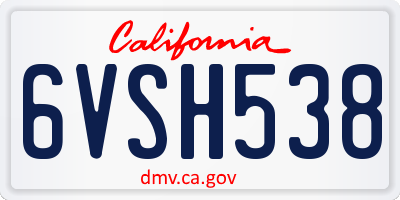 CA license plate 6VSH538