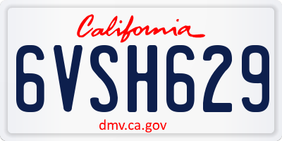 CA license plate 6VSH629