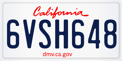 CA license plate 6VSH648
