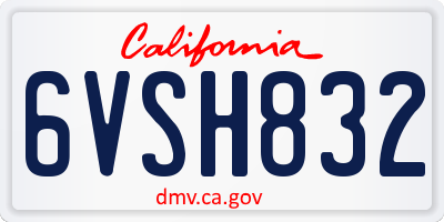 CA license plate 6VSH832