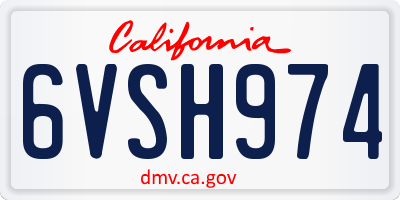 CA license plate 6VSH974