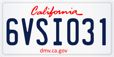 CA license plate 6VSI031
