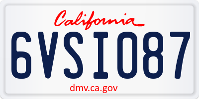 CA license plate 6VSI087