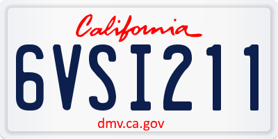 CA license plate 6VSI211