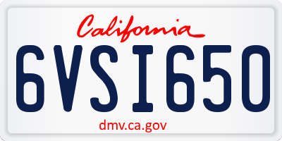 CA license plate 6VSI650