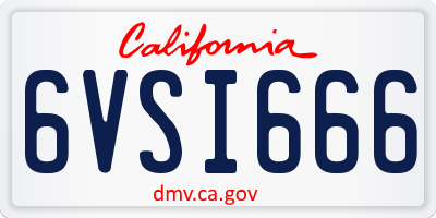 CA license plate 6VSI666