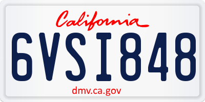 CA license plate 6VSI848