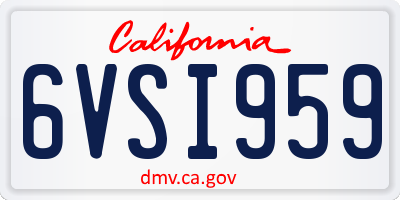 CA license plate 6VSI959