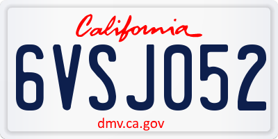 CA license plate 6VSJ052