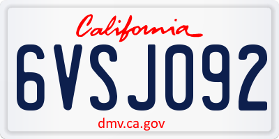 CA license plate 6VSJ092