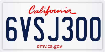 CA license plate 6VSJ300