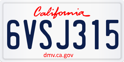 CA license plate 6VSJ315