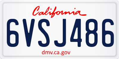 CA license plate 6VSJ486
