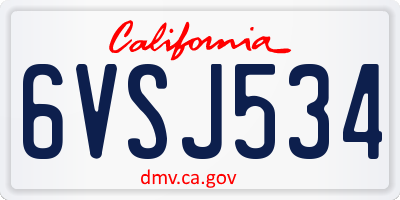 CA license plate 6VSJ534