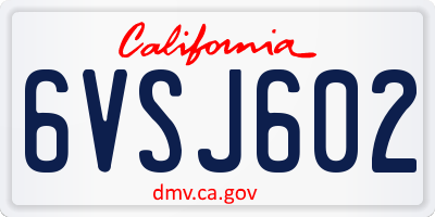 CA license plate 6VSJ602