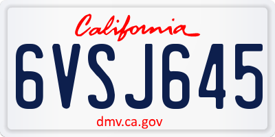 CA license plate 6VSJ645
