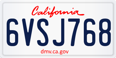 CA license plate 6VSJ768