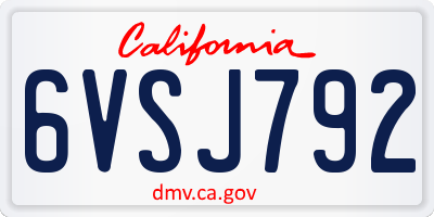 CA license plate 6VSJ792