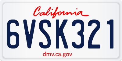 CA license plate 6VSK321