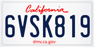 CA license plate 6VSK819