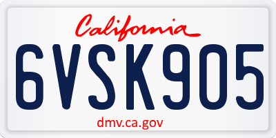 CA license plate 6VSK905
