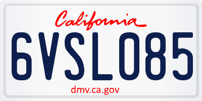 CA license plate 6VSL085