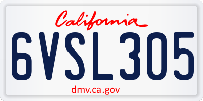 CA license plate 6VSL305