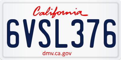 CA license plate 6VSL376