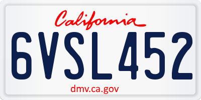 CA license plate 6VSL452
