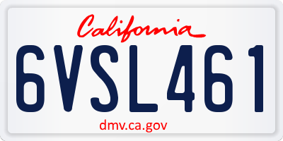 CA license plate 6VSL461