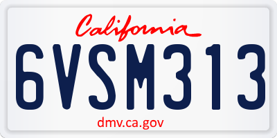 CA license plate 6VSM313