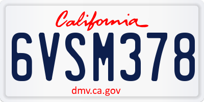 CA license plate 6VSM378