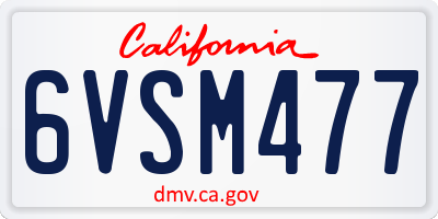 CA license plate 6VSM477