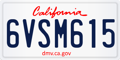 CA license plate 6VSM615