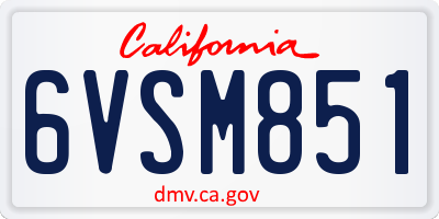 CA license plate 6VSM851