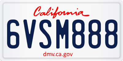 CA license plate 6VSM888