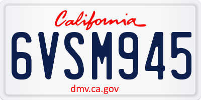 CA license plate 6VSM945