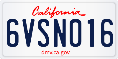 CA license plate 6VSN016
