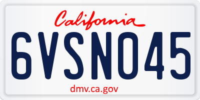 CA license plate 6VSN045