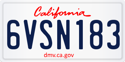CA license plate 6VSN183