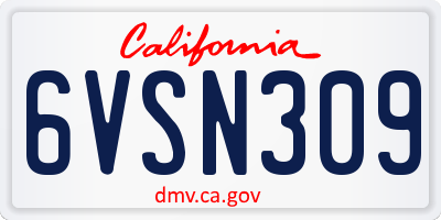 CA license plate 6VSN309