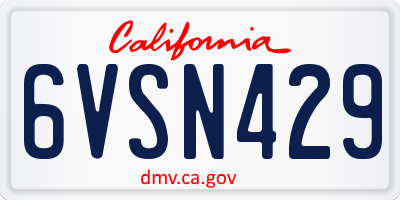 CA license plate 6VSN429