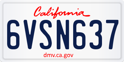 CA license plate 6VSN637