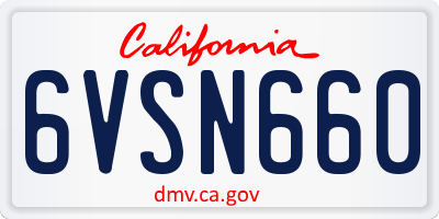 CA license plate 6VSN660