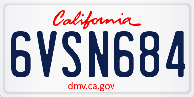 CA license plate 6VSN684