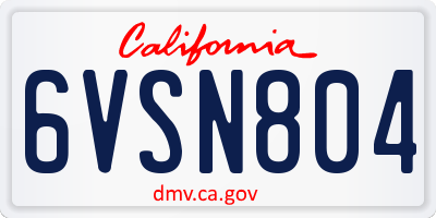 CA license plate 6VSN804