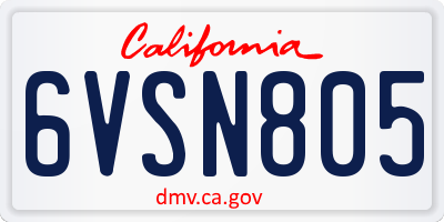 CA license plate 6VSN805